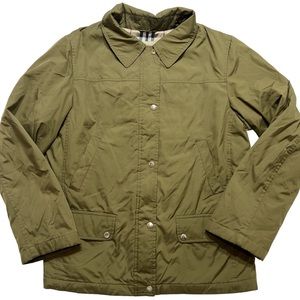 Burberry OLIVE women’s jacket green polyester rain jacket water resistant large